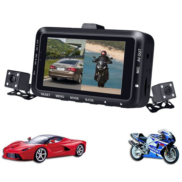 3 pollici DV168 1.0MP Moto DVR Impermeabile Dual Dash Lens Moto Video Recorder Dash Videocamera Visione Notturna Del Motore Della Macchina Fotografica