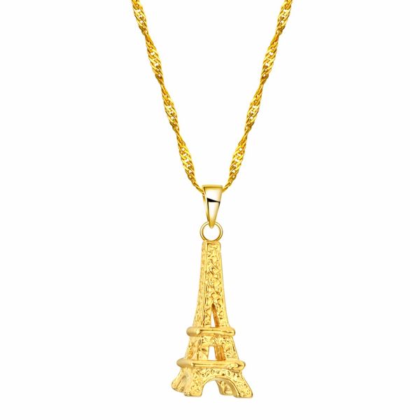 

chengxun gold tower pendant neklace women men hip hop pendants long gold chain jewelry necklace fashion decoration, Silver