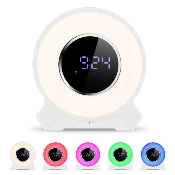 Sveglia digitale multisensoriale Altoparlante Bluetooth senza fili F9 Lampada da tavolo a LED con luce touch Altoparlante con microfono, radio FM, scheda TF Subwoofer MP3