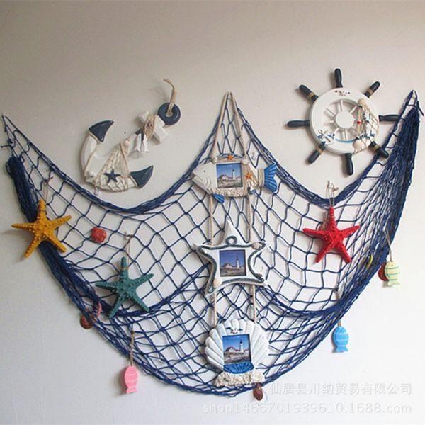 

2018 fishing net decor wall stickers door sticker wall hangings decorative network mediterranean style home decoration mesh 1pcs
