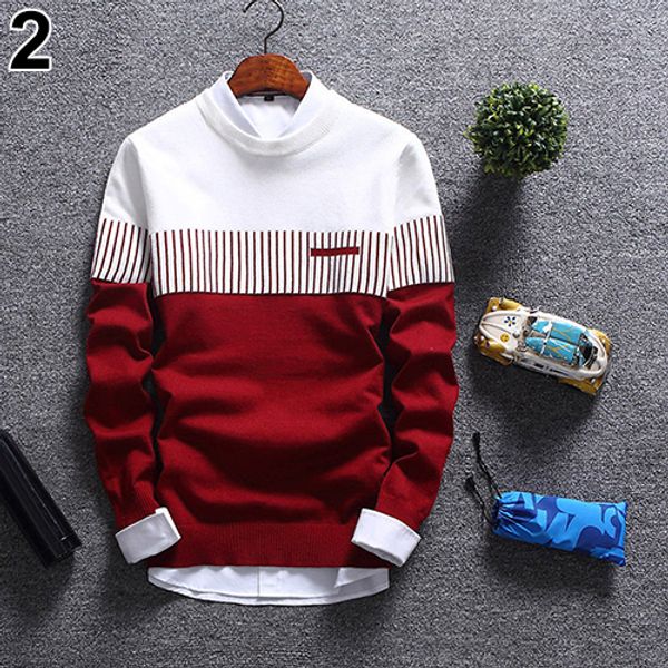 

men's autumn fashion casual strip color block knitwear jumper pullover sweater, White;black