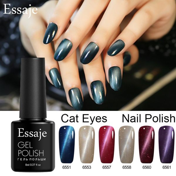 

essaje nail art 3d cat eyes magnetic nail gel polish soak off holographic semi permanant gel lacquer for manicure uv varnish, Red;pink
