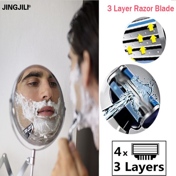 

4pc new 3 layer razor blade for men manual haver imported tainle teel blade harp and durable
