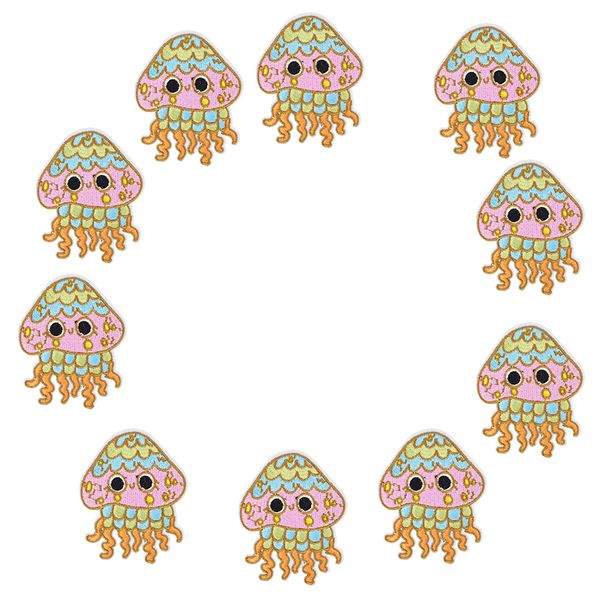 

iron on patch for girl clothes sew embroidery cute stripes applique patch for jacket bag animal jellyfish accessories 10 pcs, Black
