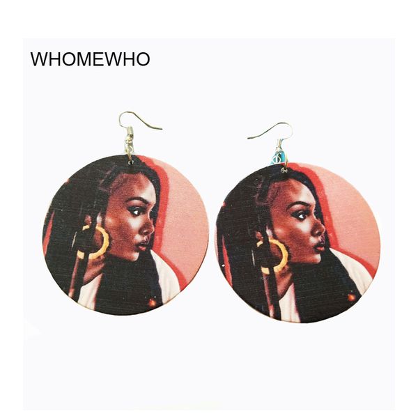 

diy wood africa black beauty lady girl vintage earrings tribal round wooden african chic bohemia ear jewelry party accessories, Silver