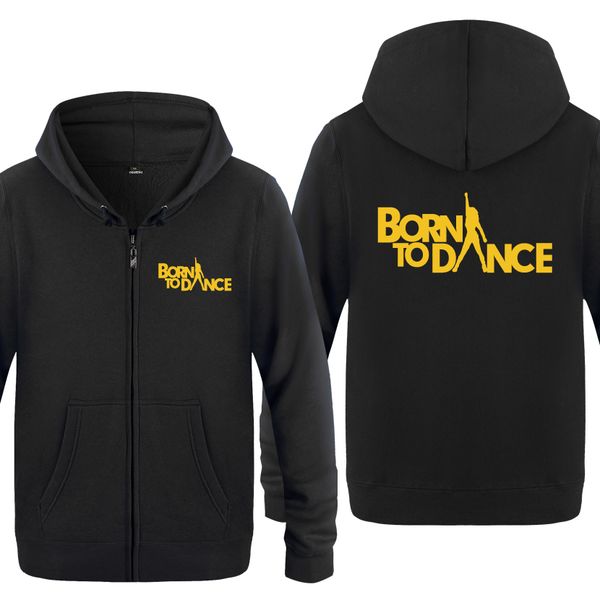 

born to dance novelty hoodies men 2018 men's fleece zipper cardigans hooded sweatshirts, Black