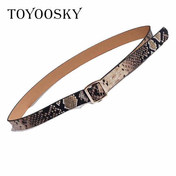 

2018 new arrival luxury vintage faux snakeskin print women belt fashion waist belts for women gold buckle ins style toyoosky, Black;brown
