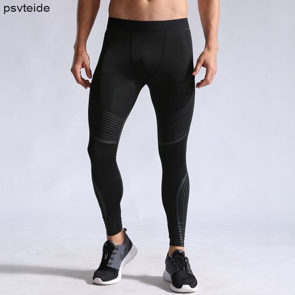 

compression pants mens leggings tights men sport pants fitness sports leggings man running compression men striped, Black;blue