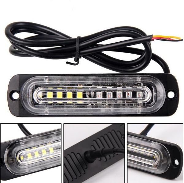 2 Stück 10 W LED-Warnleuchten für Autooberflächenmontage, Notlicht, Polizei-Blitzlicht, 16 Falschmuster, wasserdicht