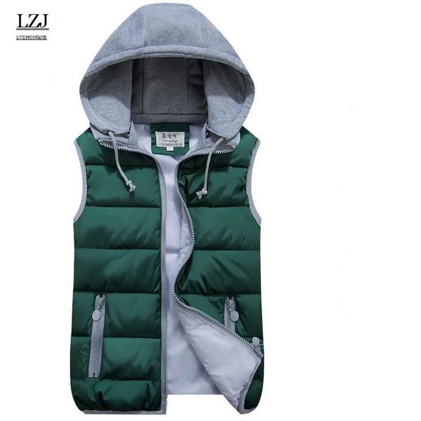 

lzj women cotton wool collar hooded down vest removable hat female thicken winter warm black jacket outerwear new plus size m1, Black;white