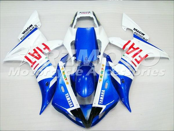 

3 gifts complete fairings for yamaha yzf 1000 yzf r12002 2003 injection plastic motorcycle full fairing kit blue white i12