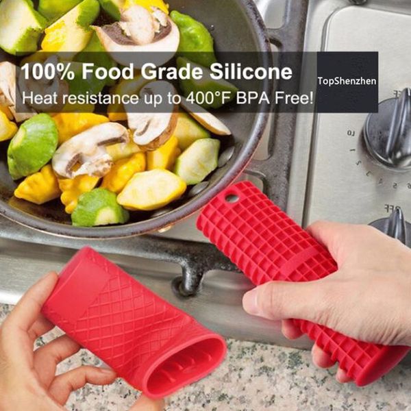 Copertura per manico caldo in silicone resistente al calore presina in silicone spesso utensile da cucina silicone antiscivolo manico per padella guanti copertura isolamento