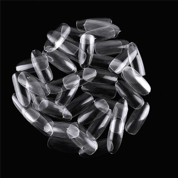 

biutee 500pcs coffin nails clear ballerina nail tips full cover acrylic false nails 10 sizes- for nail salons and diy art, Red;gold
