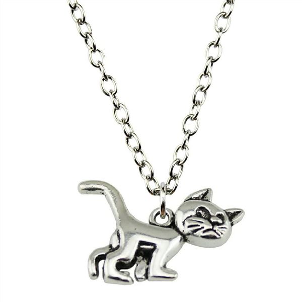 

wysiwyg 5 pieces metal chain necklaces pendants vintage necklace handmade cat 30x22mm n2-b10857, Silver