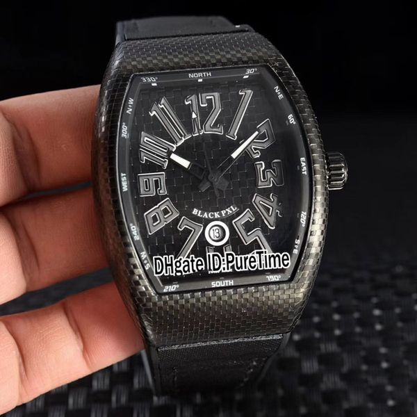 

new vanguard 45 sc dt black pxl pvd black case black dial 3d number mark miyota automatic mens watch rubber leather date watches f20b2, Slivery;brown