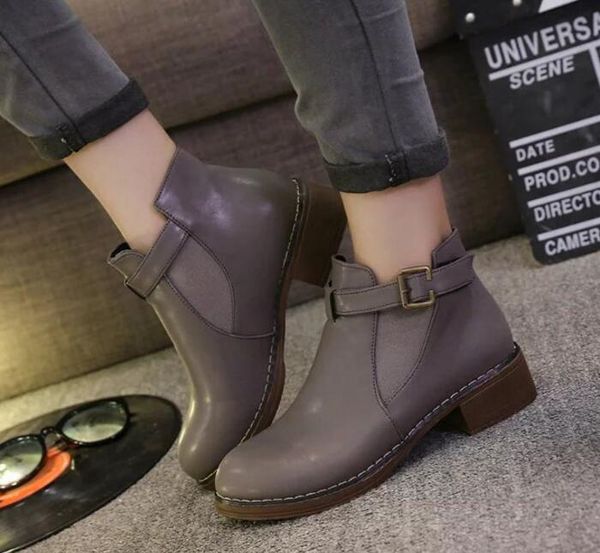 Größe Beschlagene Leder Stiefeletten Heels 25 Von High Stiefel Schuhe Schnallen Damen Mujer Acceptzone25 Low Großhandel Zapatos 40 Schwarz c54j3RqAL