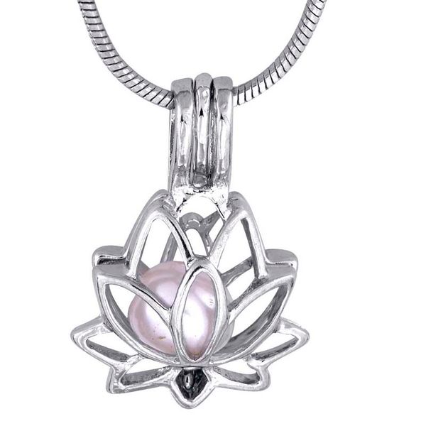 

5 pcslot lotus shape pendant small charm plated silver gift love wishing oyster pearl lotus cage p478603450
