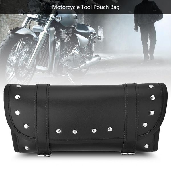 

motorcycle handlebar bags black pu leather motorcycle motorbike front rear fork tool bag handlebar bags luggage saddlebag