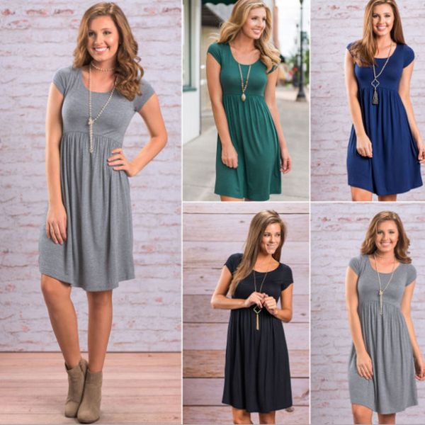 

Summer Women A-Line Loose Short Sleeve Dress Casual Party Evening Cocktail Short Mini Dresses vestidos