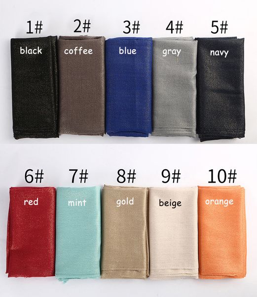 

100pc/lot gold color thread solid scarf women shinny plain shawl viscose scarf and shawl muslim printed scarfs arab hijabs, Blue;gray