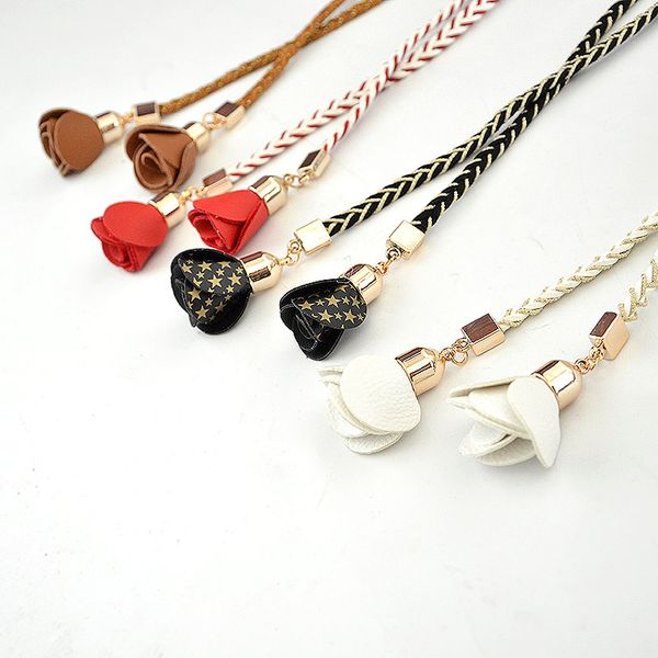 Tie Chain Thin Self-Tie Decorated Waist Woven Tassel Belt Women Braided Bowknot