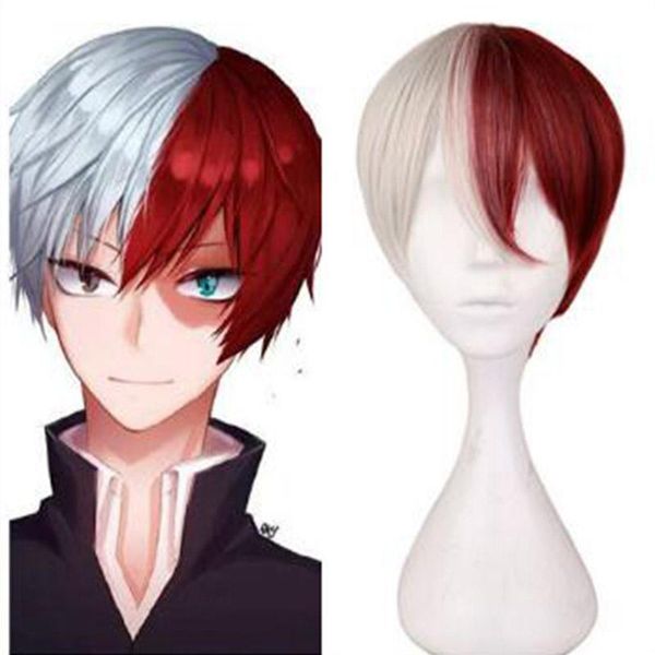 My Hero Academia Todoroki Shoto Style Hair Wigs Half Red Half Grey