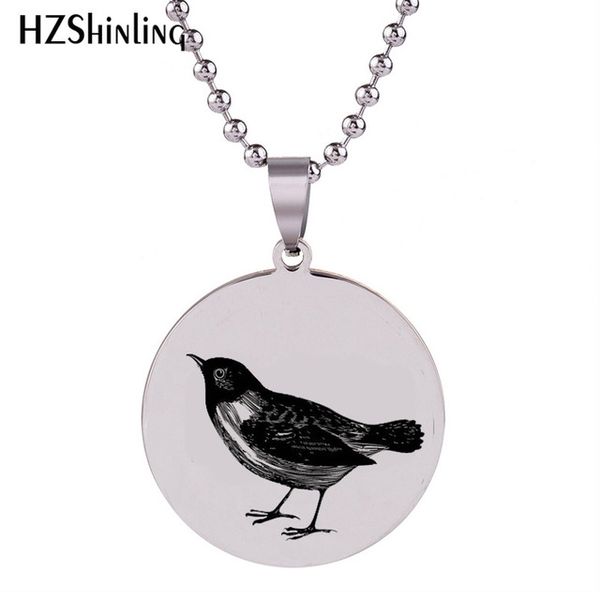 

new bird stainless steel pendant handmade necklace art round jewelry silver pendants ball chain gifts for men