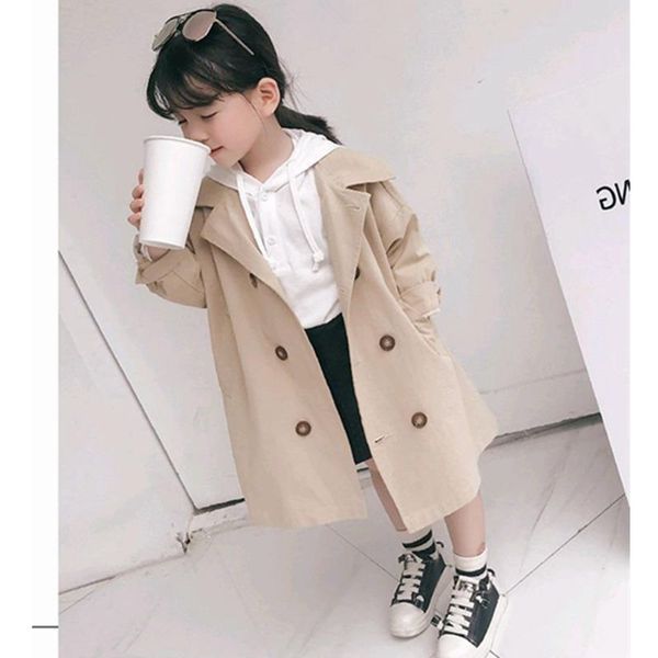 

girls fashion new solid color windbreaker girl simple casual long coat girl loose jacket spring autumn fashion coat, Camo