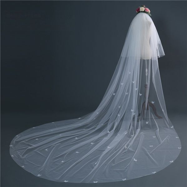 

simple ivory 3 meters butterfly applique bridal veils bridal headwear wedding accessories f714141, Black