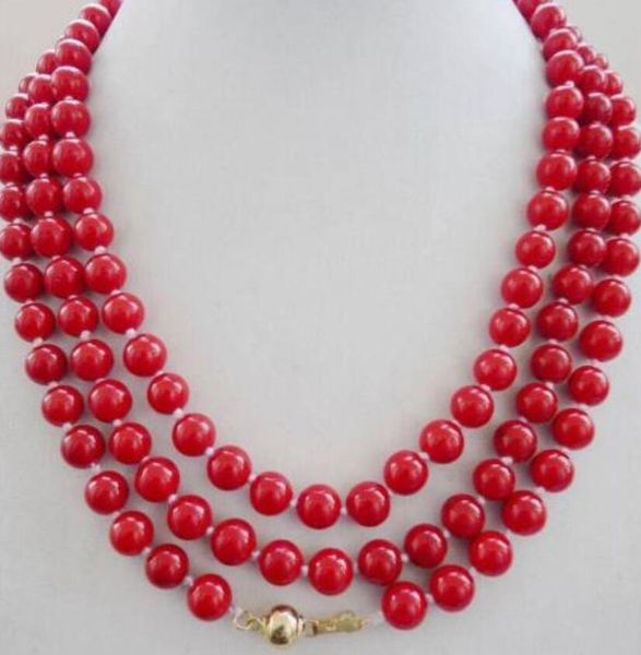 

new natural 8mm red shell pearl jewelry necklace 48", Silver