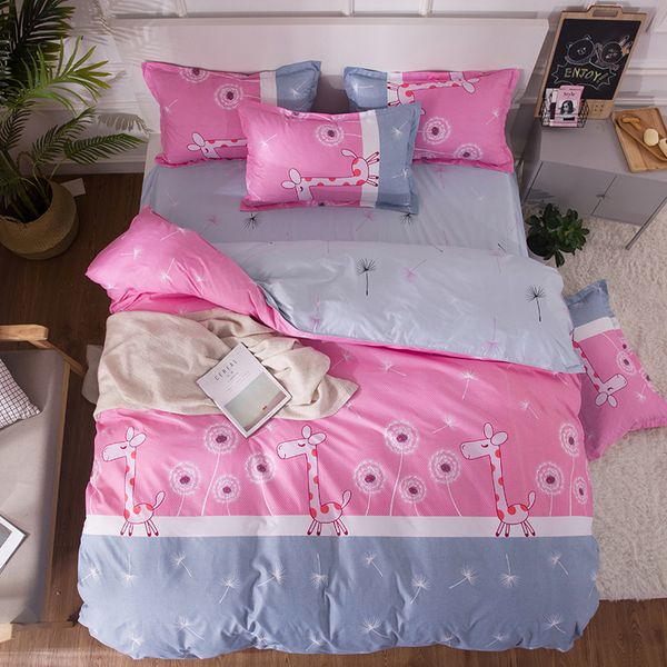 

giraffe cartoon home textile printed 3/4pcs bedding set bed cover bed sheet duvet cover pillowcase linen bedclothes