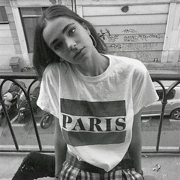 

PARIS Short Sleeve T Shirts for Women INS Vintage Letter Printed Tees Free Shipping Summer O-Neck Slim Fit T shirt