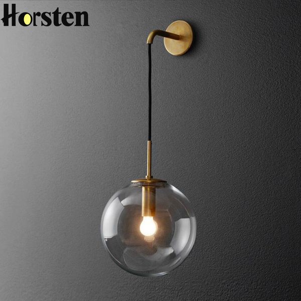 

nordic post modern led wall lamp creative glass ball mirror bedside wall lamps vintage light for living room heme decor