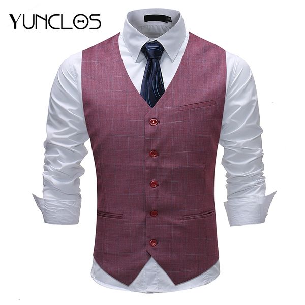 

yunclos formal suit vest for men single breasted wedding slim fit gentlemen waistcoat business suit vest chaleco hombre, Black;white