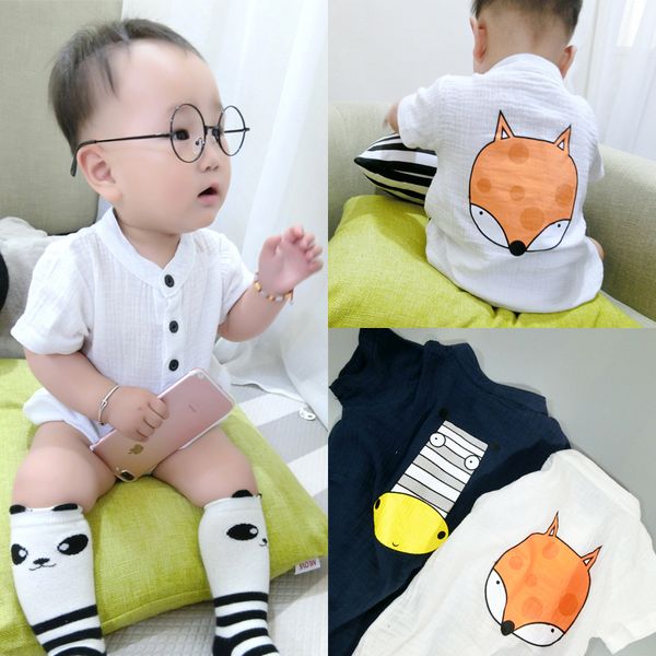 2018 Cotton Baby Infants Pagliaccetti 2018 Summer Toddler Tuta Neonato Cartoon Manica corta Climb Pagliaccetto Vestiti 2 Colori all'ingrosso