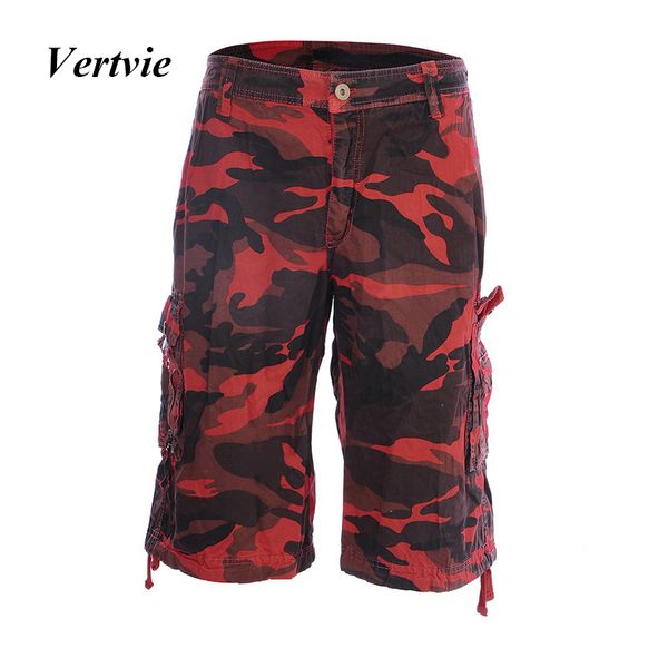 

vertvie 2018 men camouflage running shorts with pockets brand outdoor jogging gym booms loose sport short pants for basketball, Black;blue