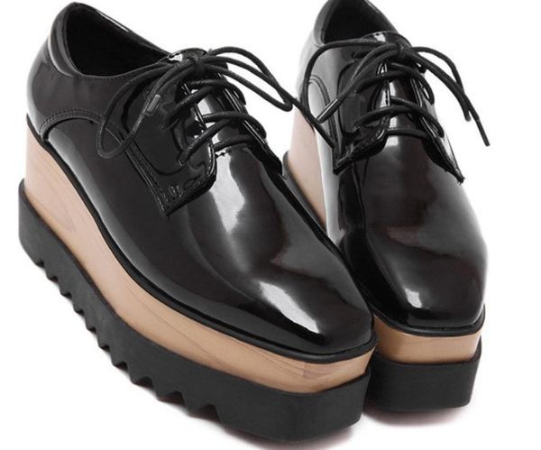 

women's shoes in spring and autumn thick bottom slope heel, Black
