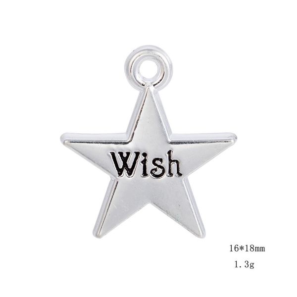 

2021 rhodium plated five star point shape wish charms for bracelet or bangle diy making other customized jewelry, Bronze;silver