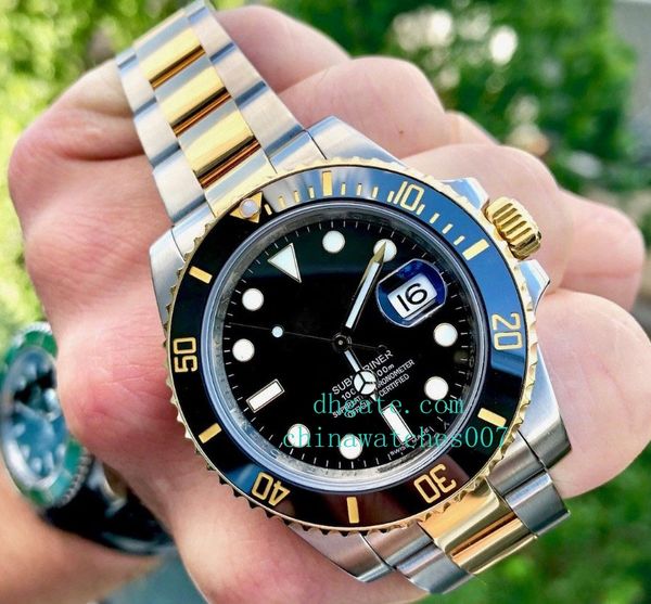 

watch ceramic bezel 116613 40mm stainless steel & yellow gold sapphire crystal automatic movement mens man wristw, Slivery;brown