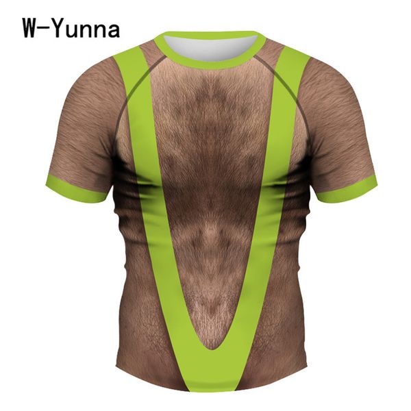 W Yunna 2018 Sexy Chest Hair Design Men S Leisure Tops Round Neck