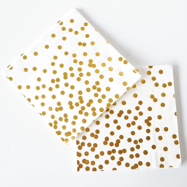 

20pcs /lot gold foil dot paper napkin for boy girl gender reveal party tissue napkin decoration serviees 33*33cm