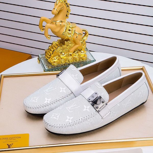 

original boxnew fashion mens loafers dress wedding leather shoes casual walk shoes paris office drive flat heel size 38-44, Black