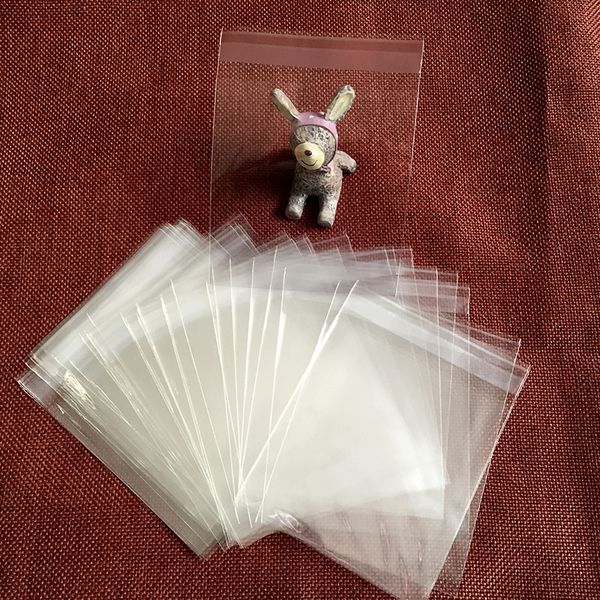 

100pcs/lot, 5 size clear plastic bags samll cookie packaging bags cupcake wrapper self adhesive bag candy gift bag