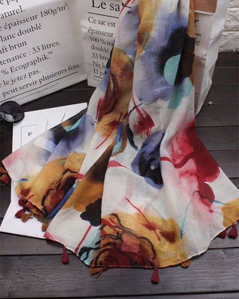 

pattern rooms new ethnic cotton and linen shawl women's printed style air-conditioned spring 100% shawl flower 2018 sunscreen beach sca, White;black