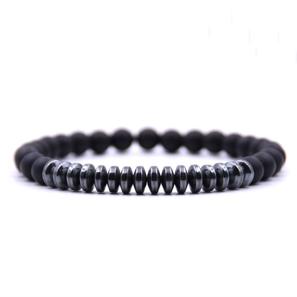 

honeyyiyi 2018 new bracelet men hematite natural stone matte beads bracelets for women elasticity bracelet jewelry pulseiras, Black