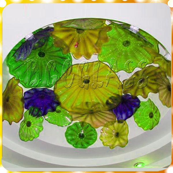 

new luxury green and yellow glass large chandelier light european chihuly style 100% hand blown glass staircase chandelier led pendant light