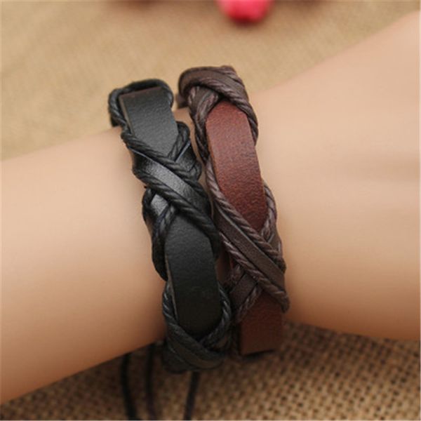 

genuine leather braided bracelets punk cross hemp lover's wristband men's handmade new arrival women fashion factory price kka1902, Golden;silver