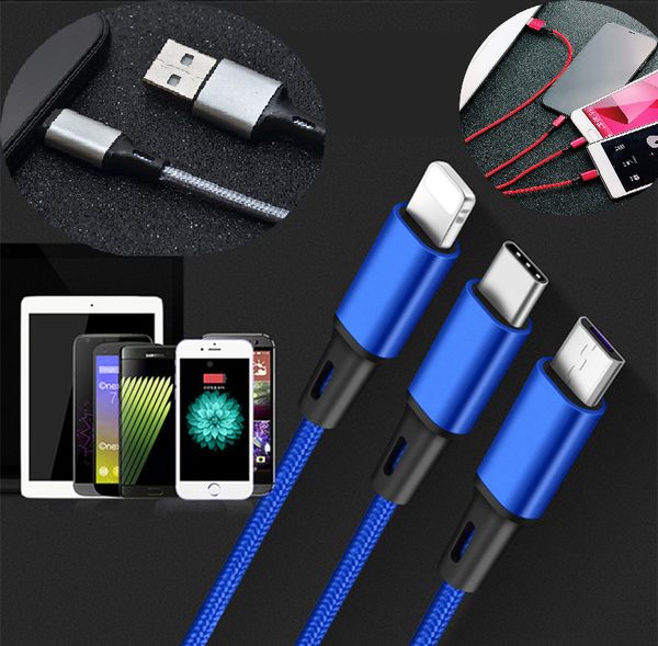 

Micro u b cable 2a 1 2m fa t charging nylon u b 3 in 1 android mobile phone charger cable for am ung ony htc lg