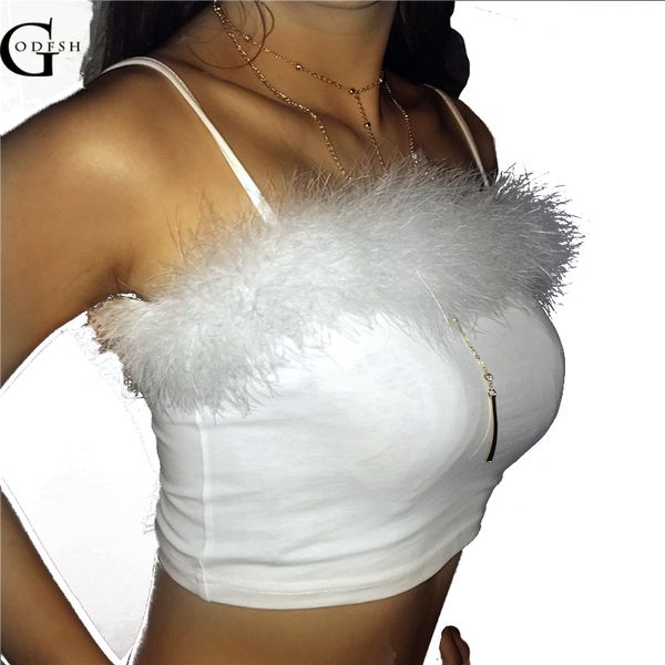 

godfsh women's summer camis cropped for women 90s girl's streetwear bralette crop fuzzy rh049, White