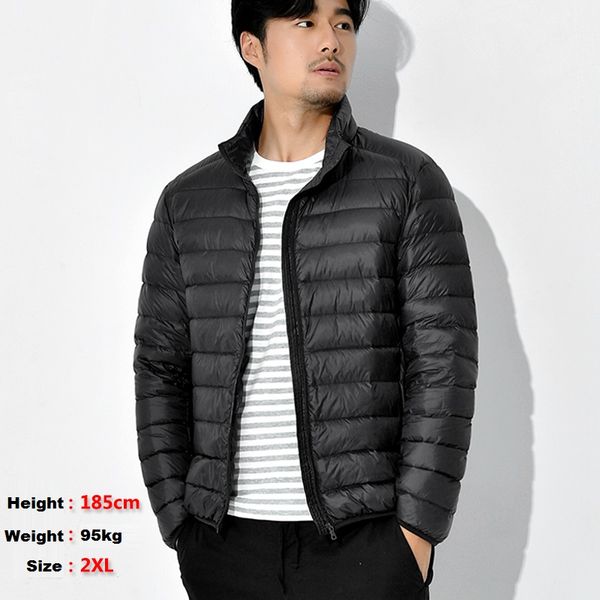 

plus size light down jacket 2017 winter men down coat outerwear 50kg-160kg oversize s m l  xxl 3xl 4xl 5xl 6xl, Black